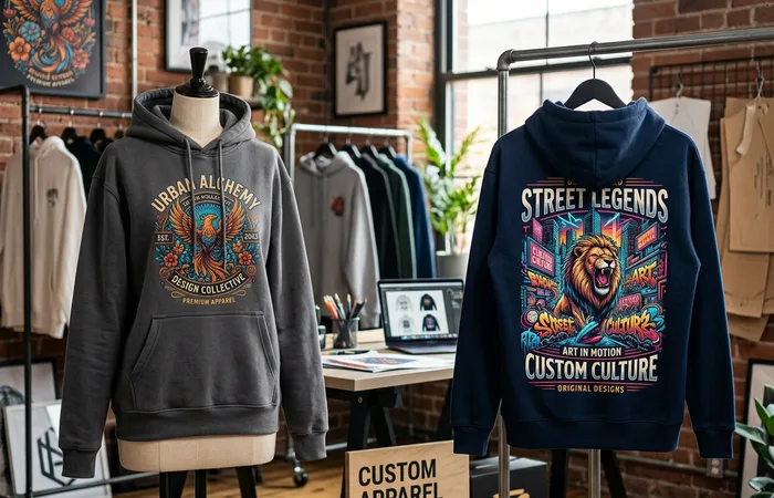 Sudaderas y hoodies con capucha estampadas con técnica DTF textil para equipos y graduaciones